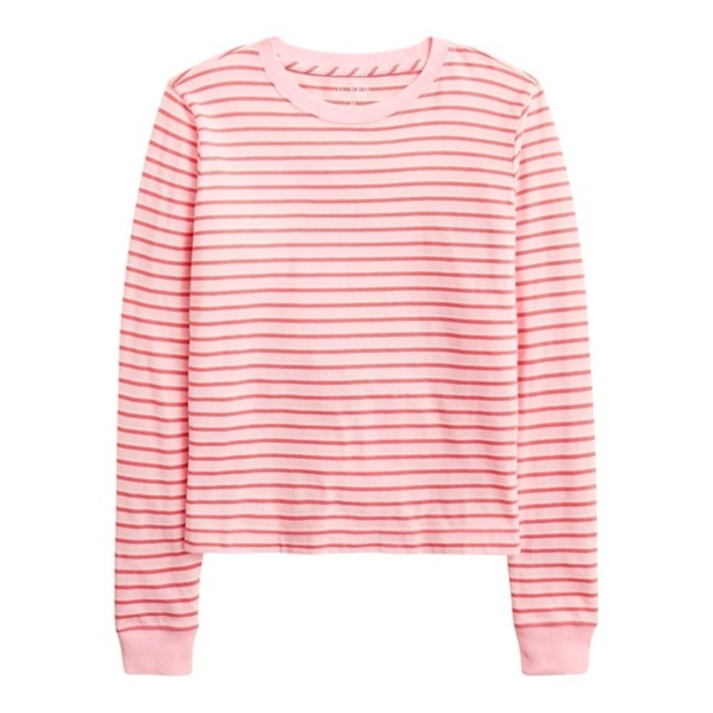 J.Crew Vintage Jersey Striped Long Sleeve Tee Pink Small